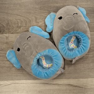 Squishmallows Gray and Blue Elephant Kids Slippers